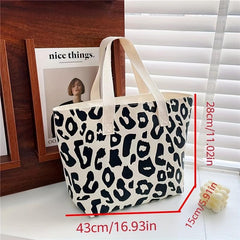 Leopard Print Canvas Tote Bag Women's Handbag