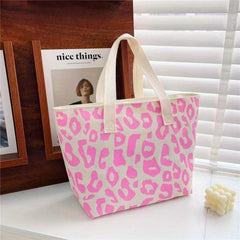 Leopard Print Canvas Tote Bag Women's Handbag
