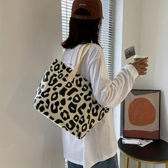 Leopard Print Canvas Tote Bag Women's Handbag