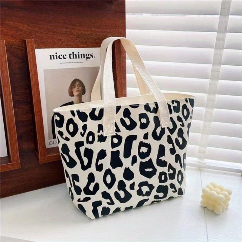 Leopard Print Canvas Tote Bag Women's Handbag