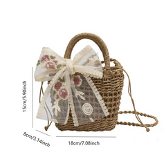 Straw Beach Bag Casual Summer Bucket Bag Women's Shoulder Bag