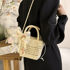 Straw Beach Bag Casual Summer Bucket Bag Women's Shoulder Bag