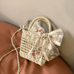 Straw Beach Bag Casual Summer Bucket Bag Women's Shoulder Bag