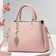 Large Capacity Crossbody Bag Leaf & Faux Pearl Pendant Shoulder Bag