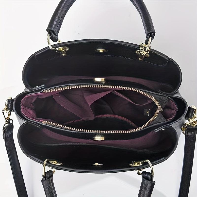 Large Capacity Crossbody Bag Leaf & Faux Pearl Pendant Shoulder Bag