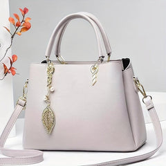 Large Capacity Crossbody Bag Leaf & Faux Pearl Pendant Shoulder Bag