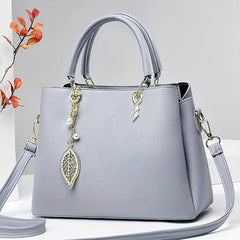 Large Capacity Crossbody Bag Leaf & Faux Pearl Pendant Shoulder Bag