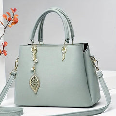 Large Capacity Crossbody Bag Leaf & Faux Pearl Pendant Shoulder Bag