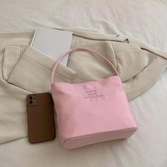 Magnetic Button Canvas Tote Bag Lightweight Shoulder Bag
