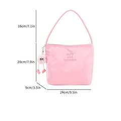 Magnetic Button Canvas Tote Bag Lightweight Shoulder Bag