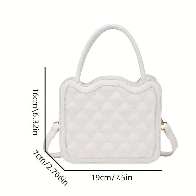 Top Handle Square Handbag PU Leather Shoulder Bag