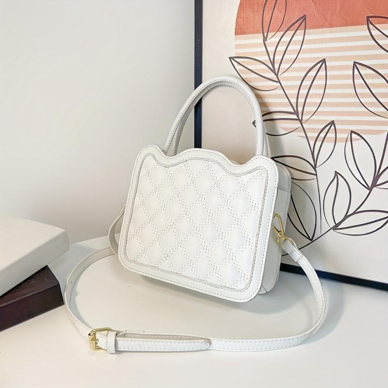 Top Handle Square Handbag PU Leather Shoulder Bag