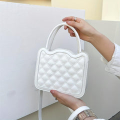 Top Handle Square Handbag PU Leather Shoulder Bag