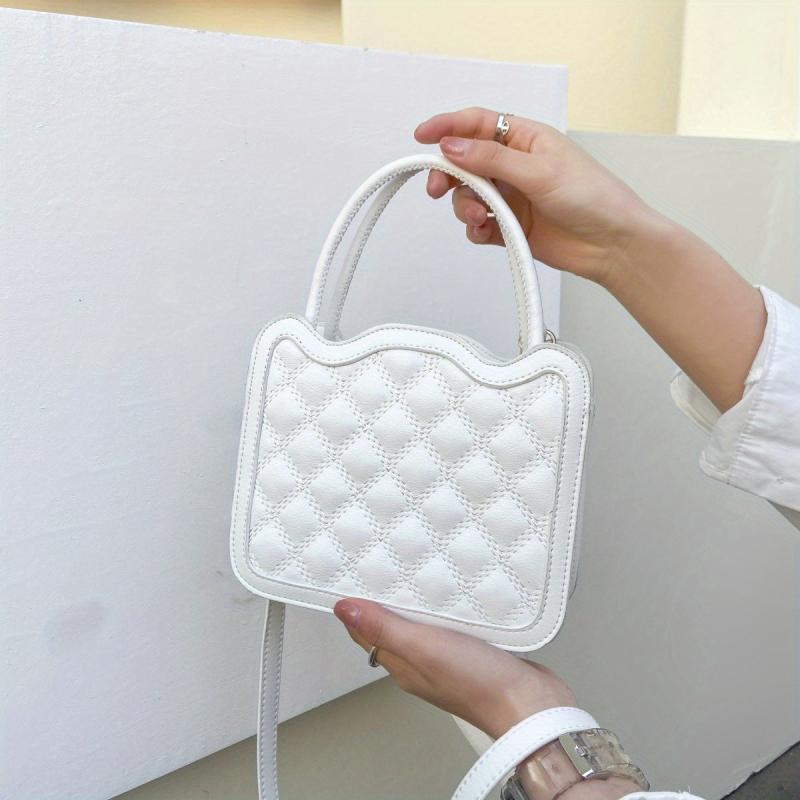 Top Handle Square Handbag PU Leather Shoulder Bag