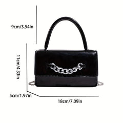Mini Chain Crossbody Bag Glossy Top Handle Satchel Purse