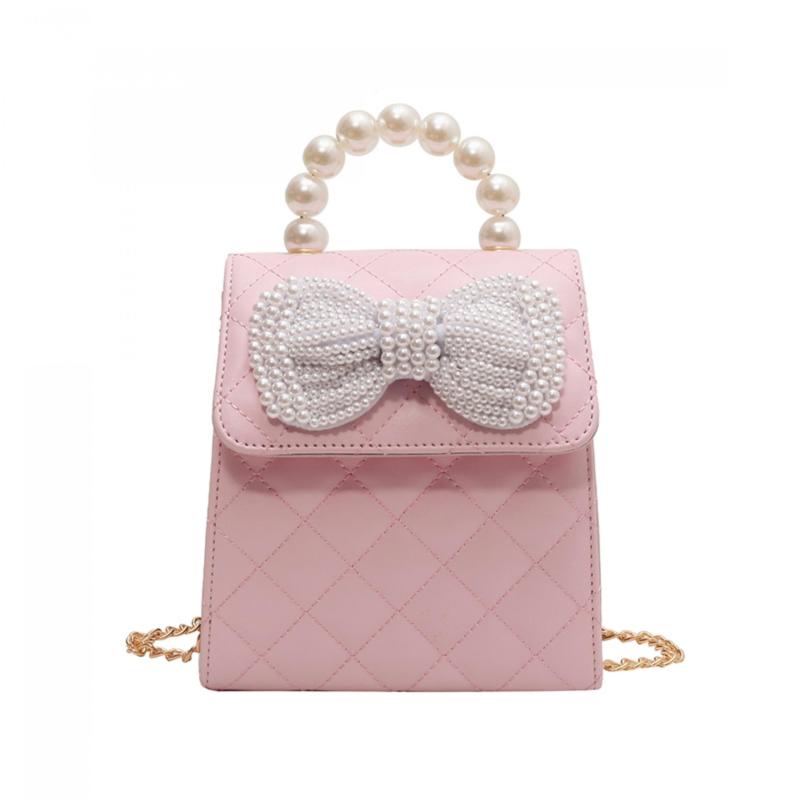 Faux Pearl Handle Quilted Shoulder Bag with Bow Decor