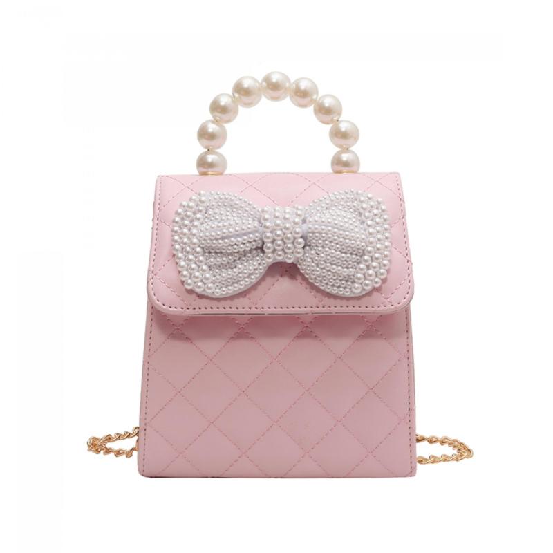 Faux Pearl Handle Quilted Shoulder Bag with Bow Decor