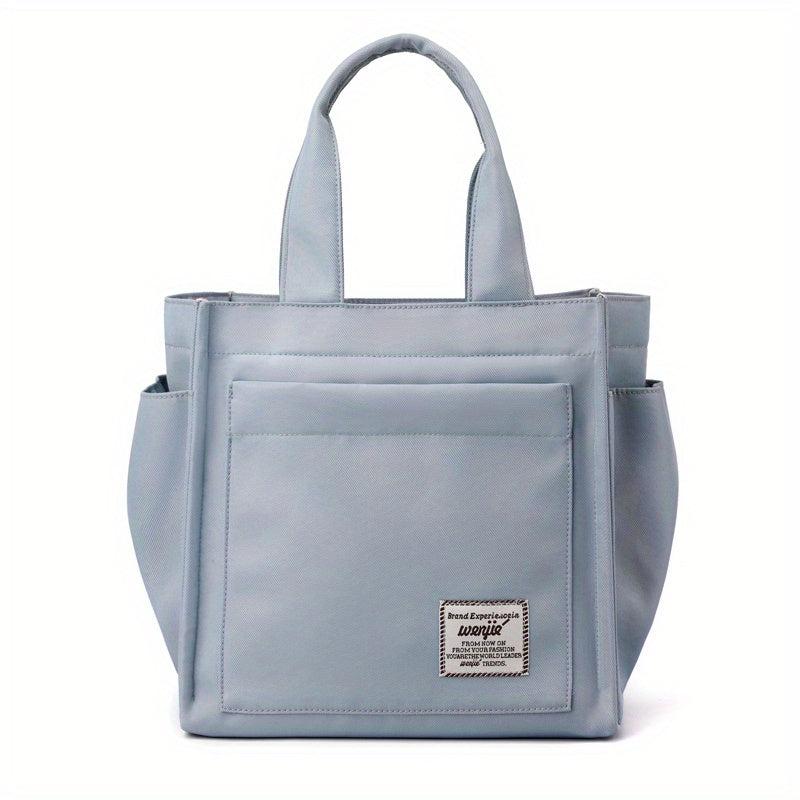 Lightweight Nylon Shoulder Bag Large Capacity Zipper Solid Handbag
