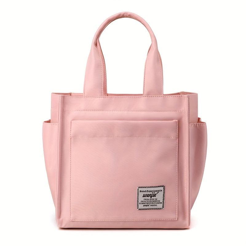 Lightweight Nylon Shoulder Bag Large Capacity Zipper Solid Handbag