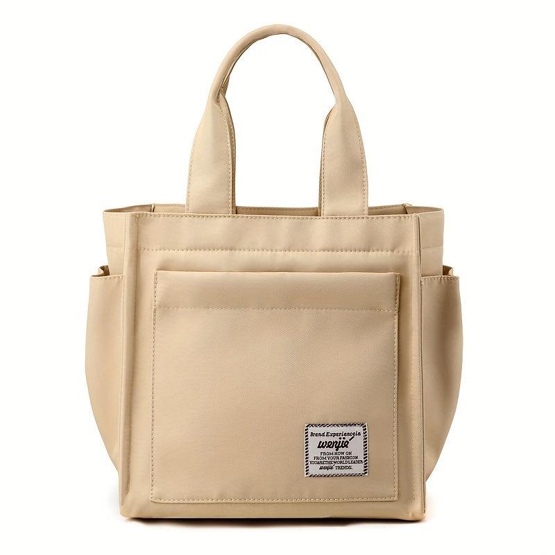 Lightweight Nylon Shoulder Bag Large Capacity Zipper Solid Handbag