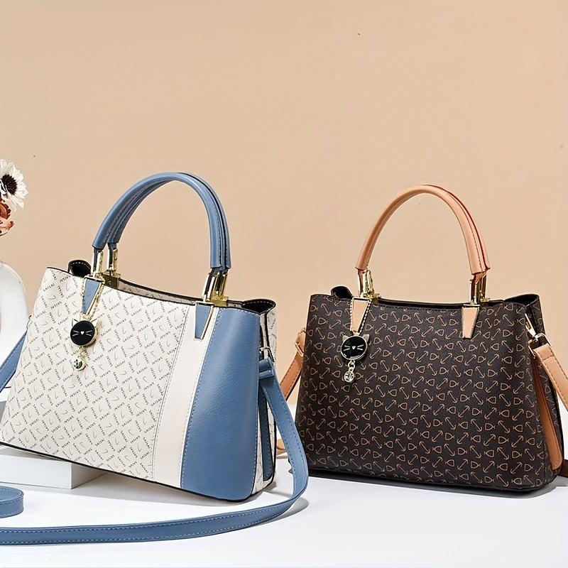 Top Handle Satchel Crossbody Bag PU Leather Classic Shoulder Bag