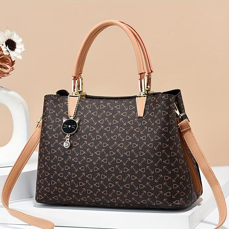 Top Handle Satchel Crossbody Bag PU Leather Classic Shoulder Bag