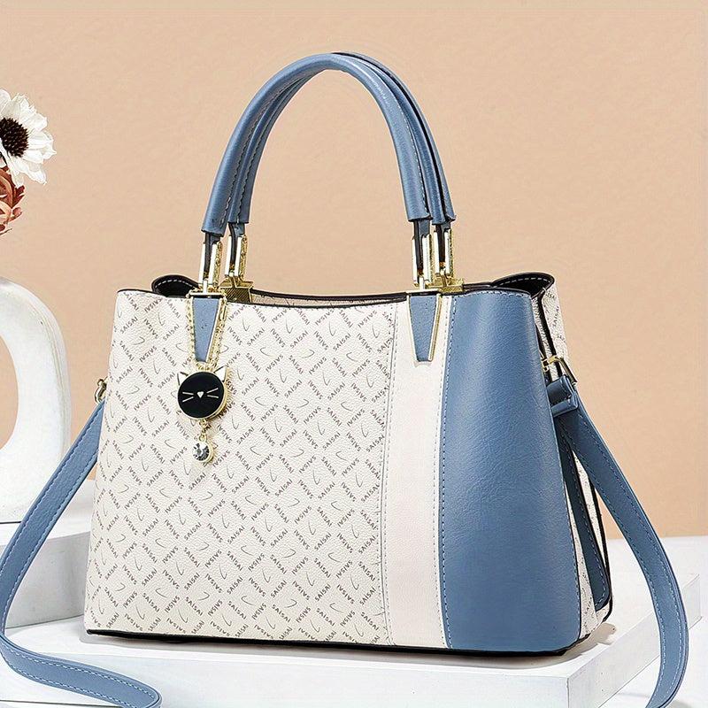 Top Handle Satchel Crossbody Bag PU Leather Classic Shoulder Bag