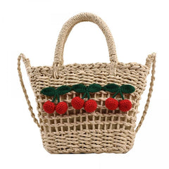 Straw Drawstring Crossbody Bag Casual Fashionable Purse
