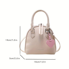 Mini Top Handle Shell Crossbody Bag PU Leather Textured Purse