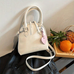 Mini Top Handle Shell Crossbody Bag PU Leather Textured Purse