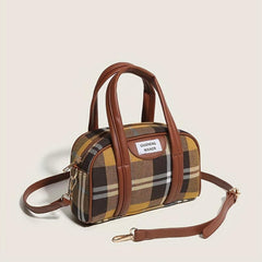 Plaid Handbag Niche Boston Bag Women's Top Handle Satchel Purse