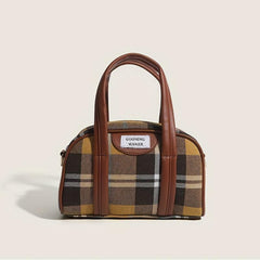 Plaid Handbag Niche Boston Bag Women's Top Handle Satchel Purse