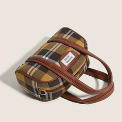 Plaid Handbag Niche Boston Bag Women's Top Handle Satchel Purse