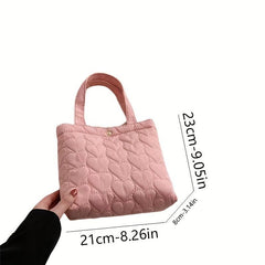 Heart Quilted Tote Bag Solid Handbag Women's Versatile All Match Purse