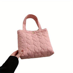 Heart Quilted Tote Bag Solid Handbag Women's Versatile All Match Purse
