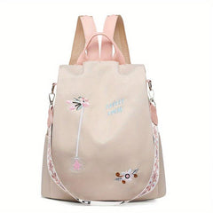 Flower Embroidery Backpack Large Capacity Casual Bag For Daily Life