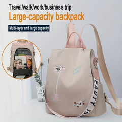 Flower Embroidery Backpack Large Capacity Casual Bag For Daily Life