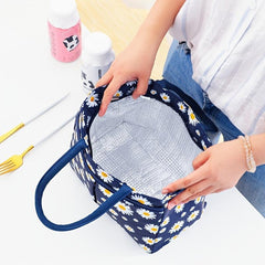 Flower Print Lunch Bag Thermal Insulation Hand Bag