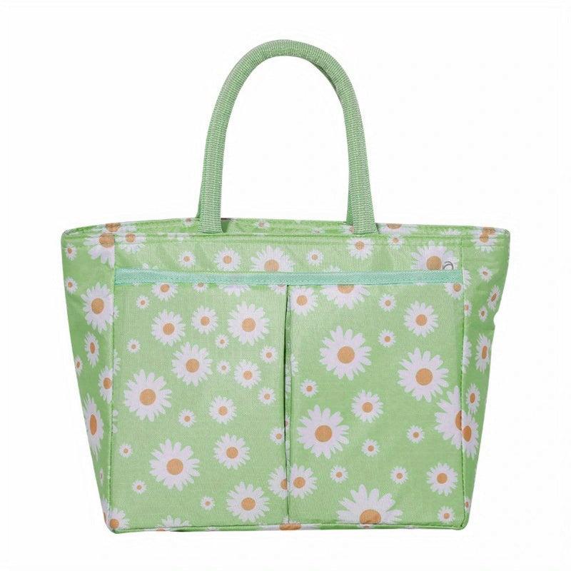 Flower Print Lunch Bag Thermal Insulation Hand Bag
