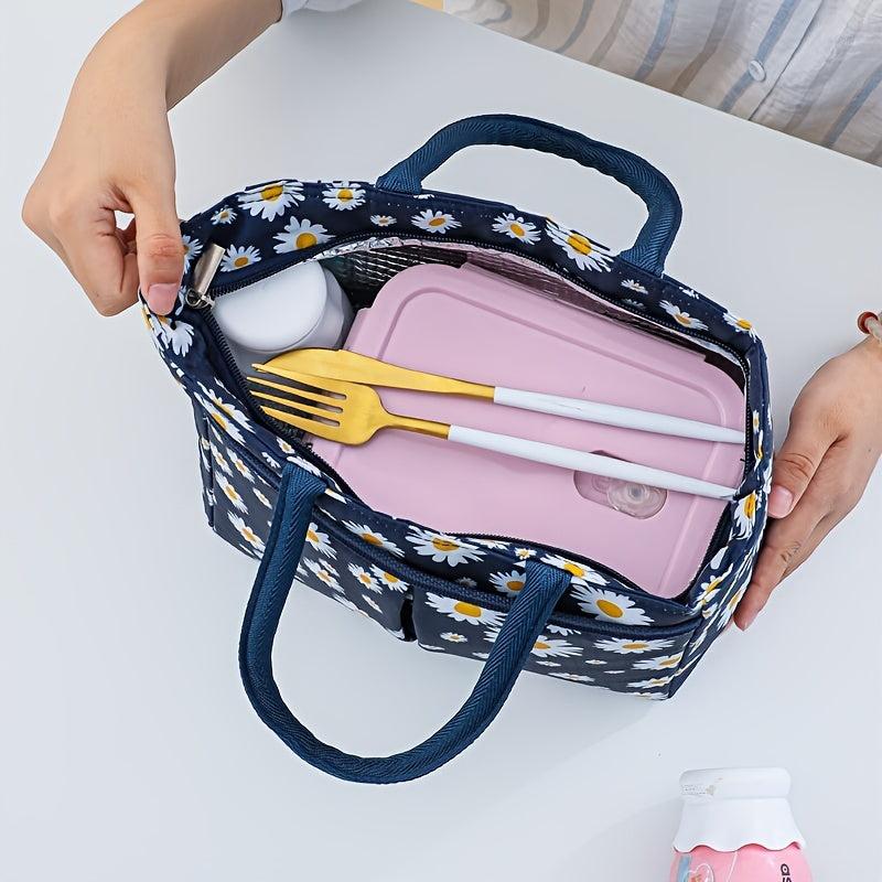 Flower Print Lunch Bag Thermal Insulation Hand Bag