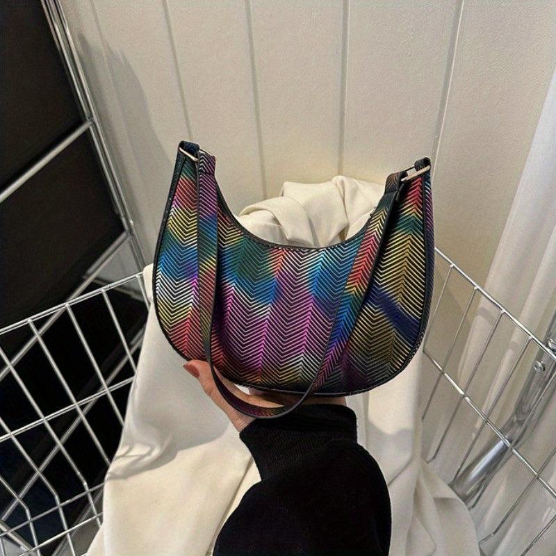 Y2K Chevron Striped Hobo Bag Shoulder Purse