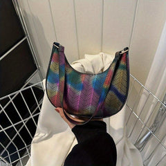 Y2K Chevron Striped Hobo Bag Shoulder Purse