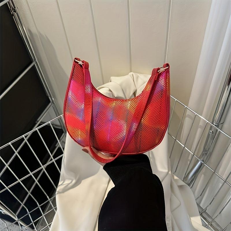 Y2K Chevron Striped Hobo Bag Shoulder Purse