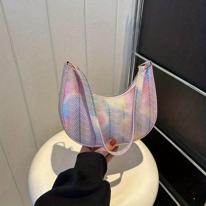Y2K Chevron Striped Hobo Bag Shoulder Purse