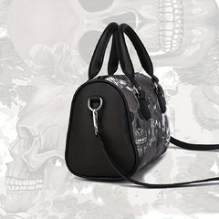 Skull Print Handbag Halloween PU Crossbody Bag Gothic Top Handle Purse