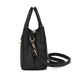 Plaid Embossed Shoulder Bag Double Handle Tote Handbag