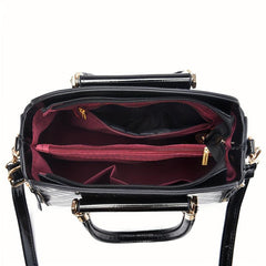 Embossed Handbag For Women Solid Satchel Purse Top Handle