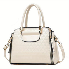 Embossed Handbag For Women Solid Satchel Purse Top Handle