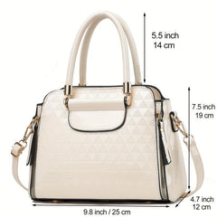 Embossed Handbag For Women Solid Satchel Purse Top Handle