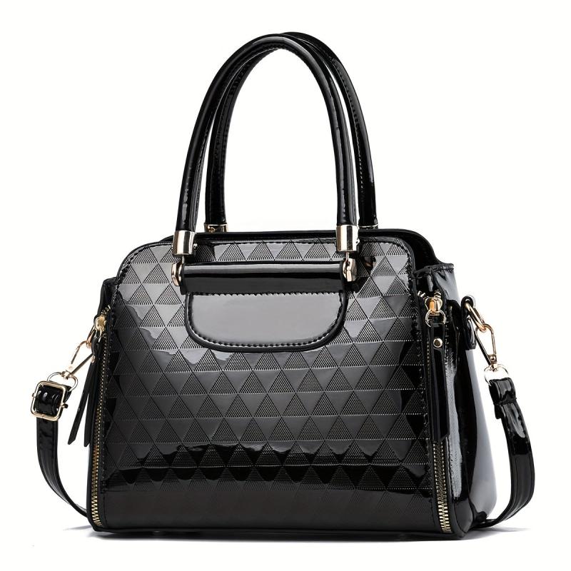 Embossed Handbag For Women Solid Satchel Purse Top Handle